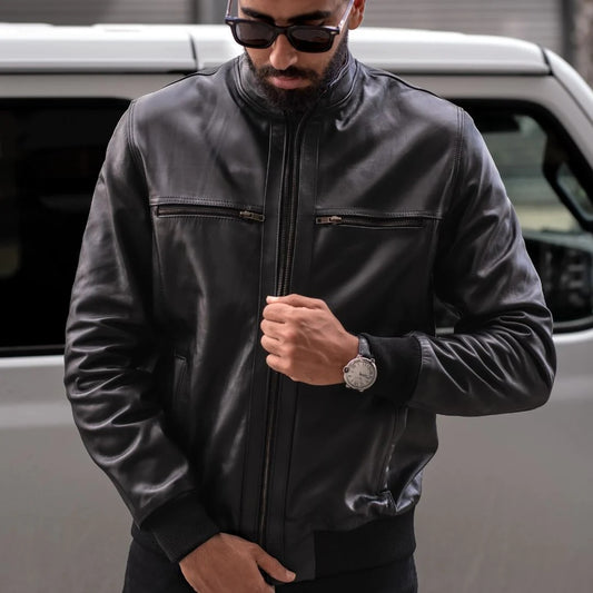 👉 Vanguard : Veste en cuir noir pour homme – Élégance premium