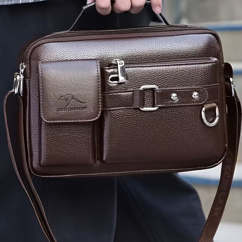 Sac en cuir marron grande capacité pour homme élégant