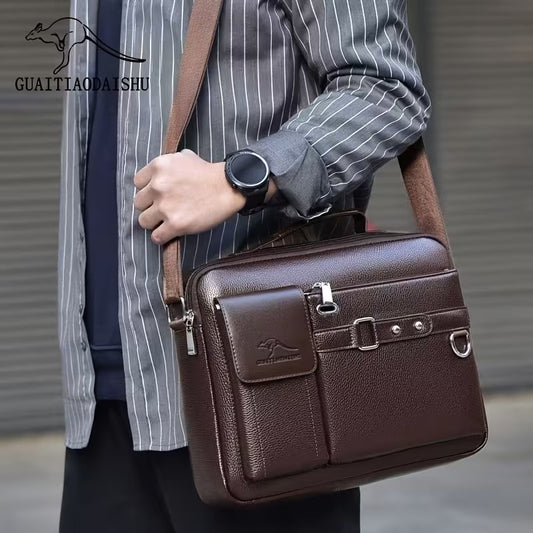 Sac en cuir marron grande capacité pour homme élégant