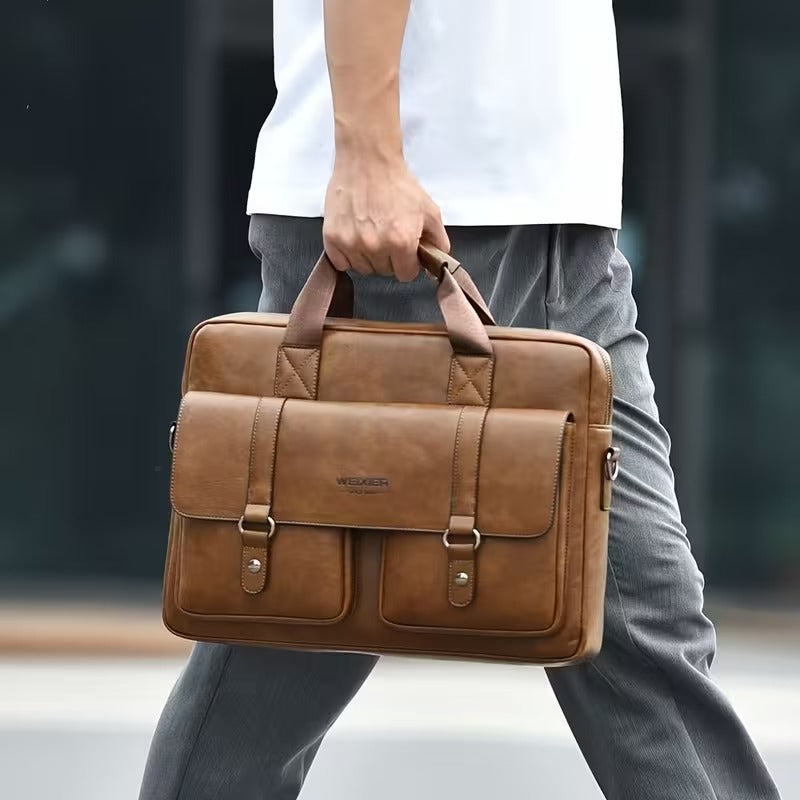 Sac en cuir luxe multifonction pour homme – grande capacité et élégance