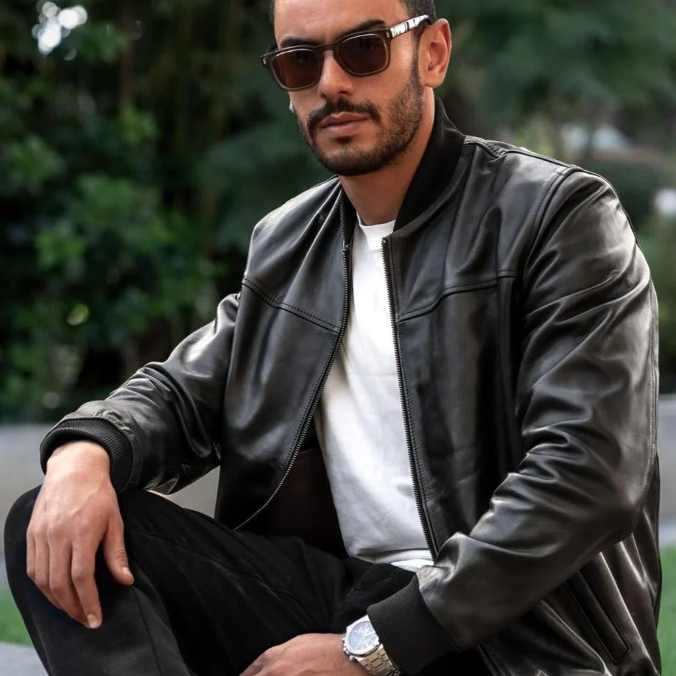 👉 Vanguard : Veste en cuir noir pour homme – Élégance premium