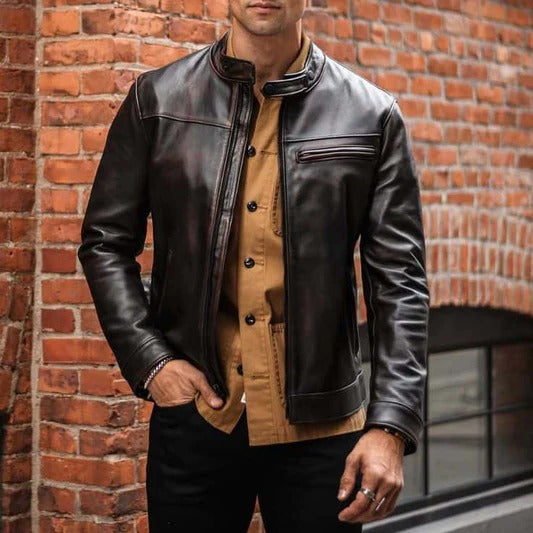👉 Vanguard : Veste en cuir noir pour homme – Élégance premium