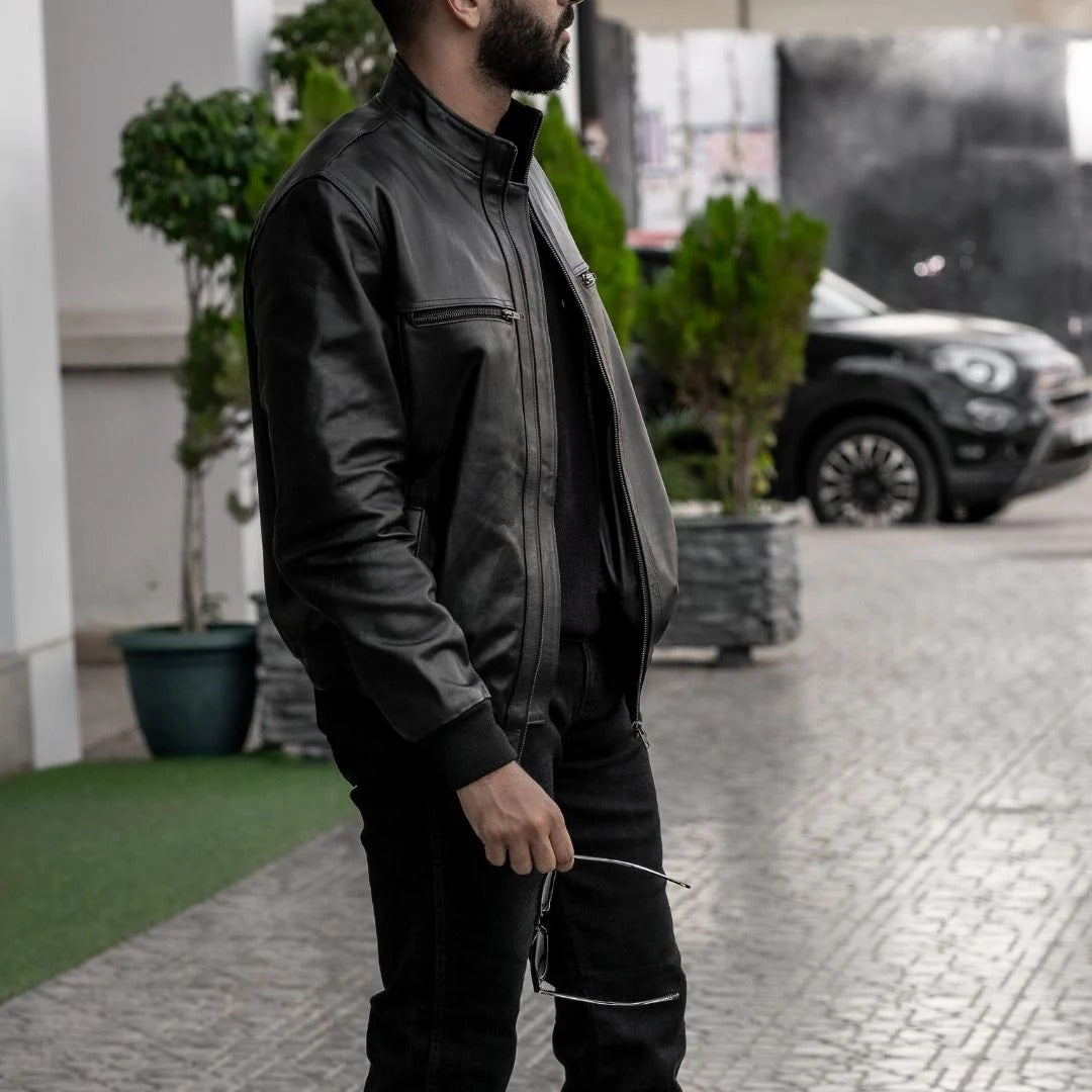 👉 Vanguard : Veste en cuir noir pour homme – Élégance premium