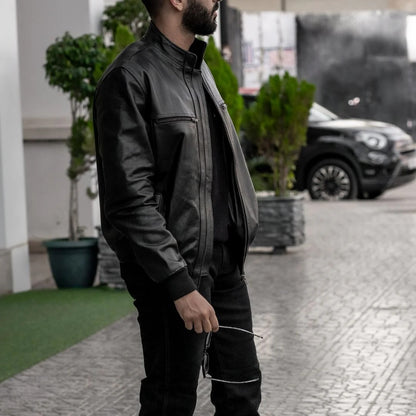 👉 Vanguard : Veste en cuir noir pour homme – Élégance premium